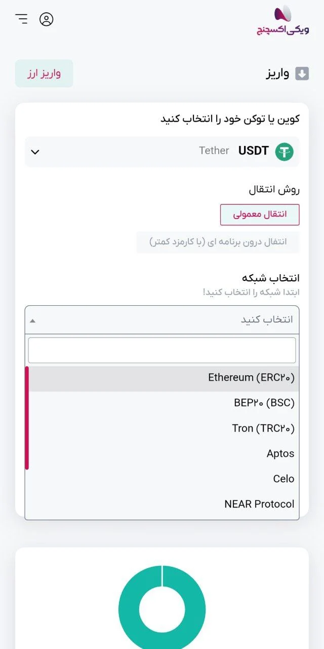 تصاویر آموزش تصویر انتقال تتر از کیف پول به صرافی ویکی اکسچنج