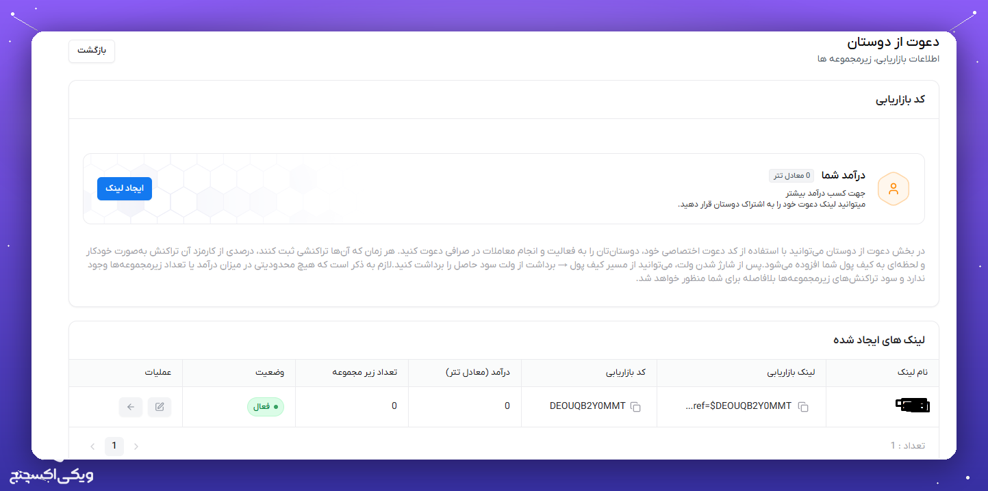راهنمای کامل ویکی اکسچنج؛ از احراز هویت تا خرید و فروش ارز دیجیتال به زبان ساده 15 دعوت از دوستان و کد بازاریابی ویکی اکسچنج