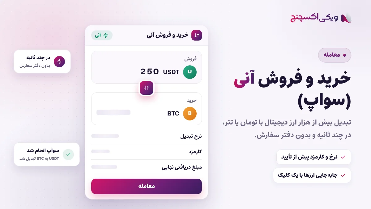 خرید و فروش آنی ارز دیجیتال (سواپ) در ویکی اکسچنج